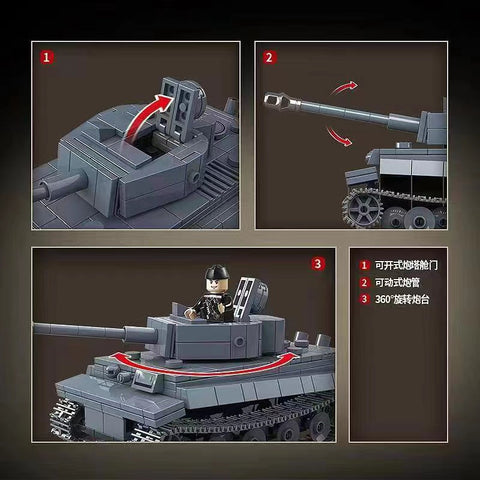 503PCS QG100242 QUANGUAN Panzerkampfwagen VI Tiger Ausf.E (Sd.Kfz.181) Tiger I Tank