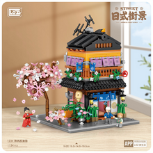 LOZ 1234 1235 1236 Japanese Street View Noodles Restaurant Residential Building Fruit Shop ( Mini bricks） MINI Bricks