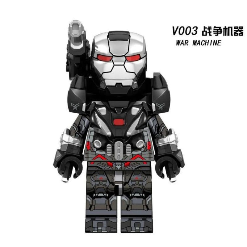 V001-V007 superhero series war machine minifigures