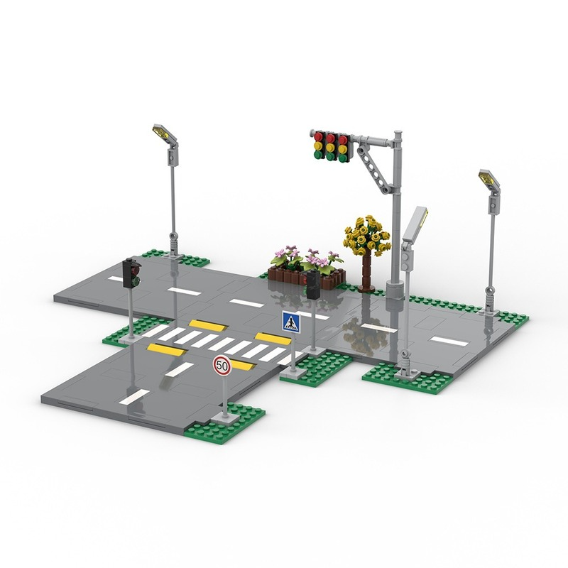 MOC City Intersection Road Plates lane Traffic light Footbridge Building Blocks 60304